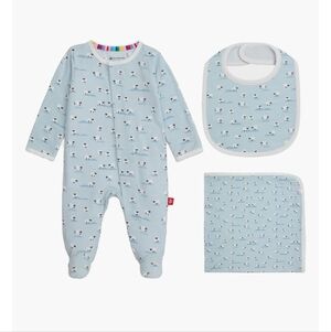 Blue Baby Onesie Set with Sheep Print